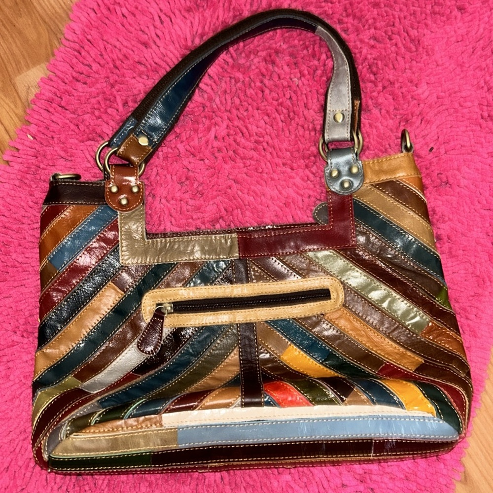 Gorgeous Multi Colored Ameri Leather Hobo Bag! - image 3